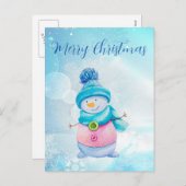 Cute Snowman Feestdagenkaart (Voorkant / Achterkant)