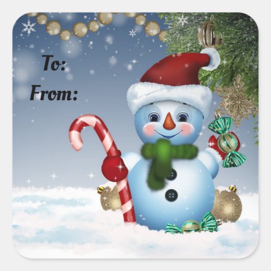 Cute Snowman Gift Stickers (Voorkant)