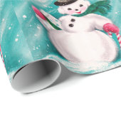 Cute Snowman Girl Cadeaupapier (Rol Hoek)