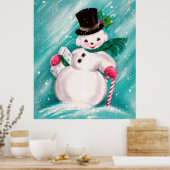 Cute Snowman Girl Poster (Keuken)