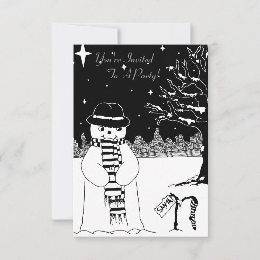 Cute snowman glimlacht voor kerstuitnodiging kaart (Voorkant)