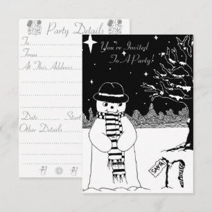 Cute snowman glimlacht voor kerstuitnodiging kaart