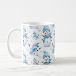 Cute Snowman Habillé En Bleu Café De Noël Mug