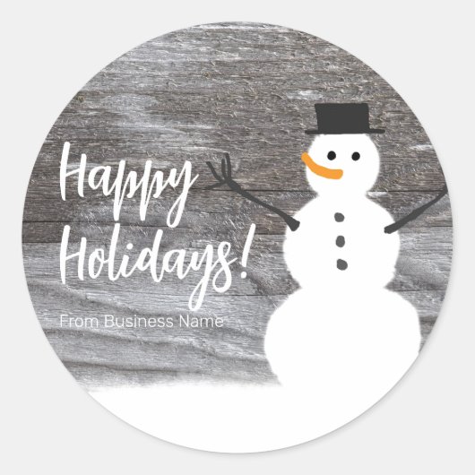 Cute Snowman Happy Holidays Ronde Sticker (Voorkant)