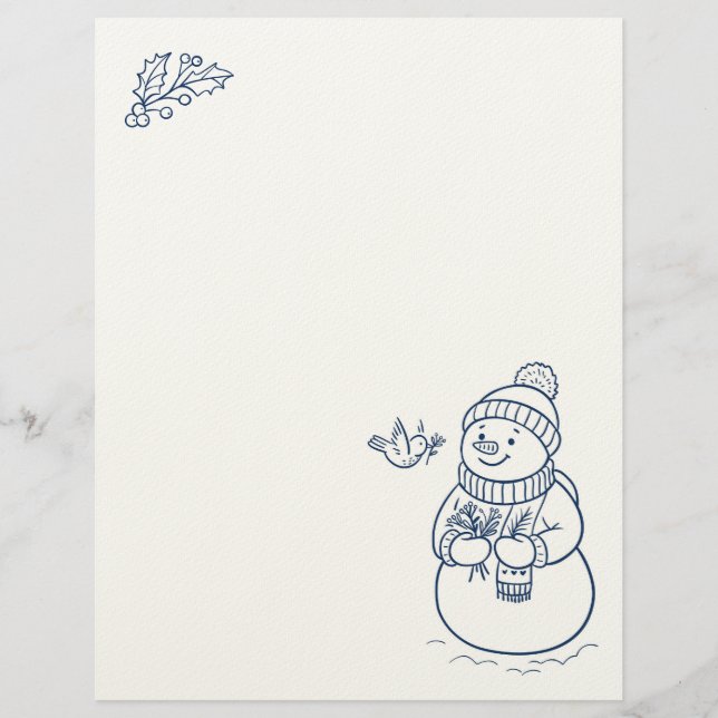 Cute Snowman Holiday Stationery Briefhoofd (Voorkant)