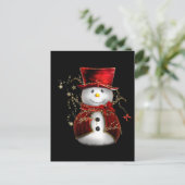 Cute Snowman in Red Velvet Kerstmis Feestdagenkaart (Staand voorkant)