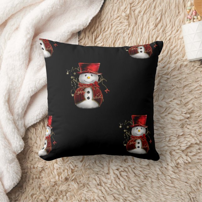 Cute Snowman in Red Velvet Kerstmis Kussen (Deken)