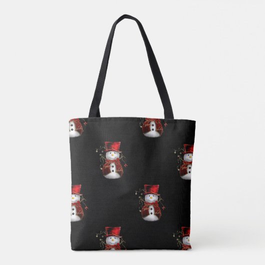 Cute Snowman in Red Velvet Kerstmis Tote Bag (Achterkant)