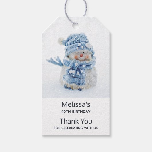 Cute Snowman in Winter Fotograaf Party Favor Cadeaulabel (Voorkant)