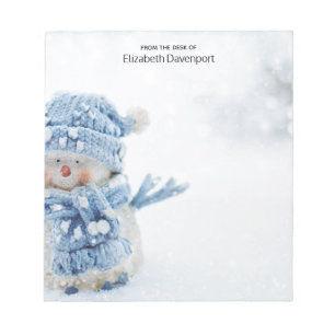 Cute Snowman in Winter Fotografie Kerstmis Notitieblok