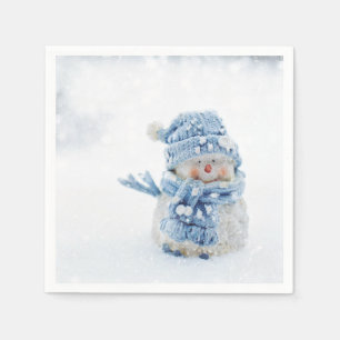 Cute Snowman in Winter Fotografie Kerstmis Servet