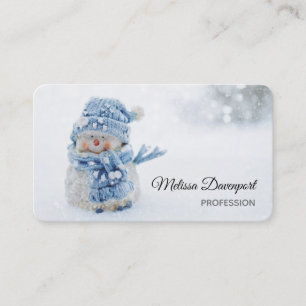 Cute Snowman in Winter Fotografie Kerstmis Visitekaartje