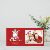 CUTE Snowman Joyeux Noël Famille Carte photo (Debout devant)