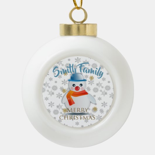 Cute Snowman Keramische Bal Ornament (Voorkant)