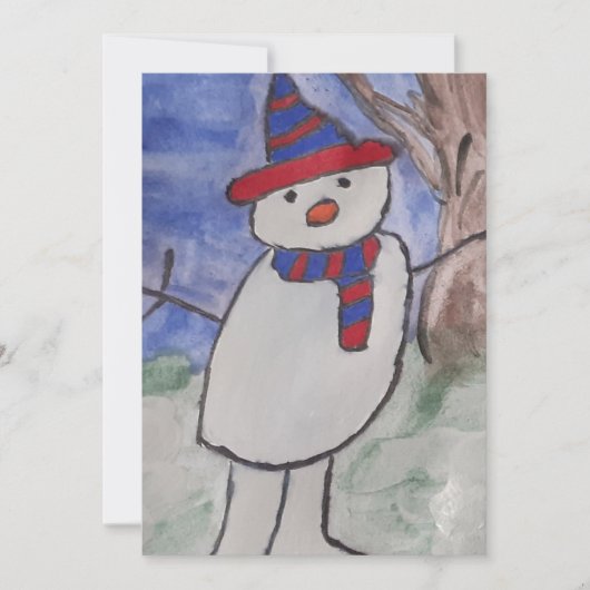 Cute Snowman-kerstkaart Feestdagenkaart (Voorkant)