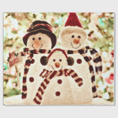 Cute Snowman Kerstmis Cadeaupapier (Vlak)
