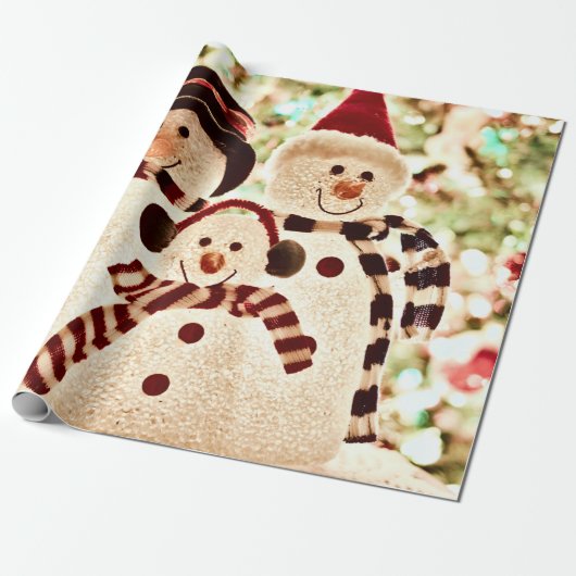 Cute Snowman Kerstmis Cadeaupapier (Uitgerold)