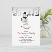 Cute Snowman Kerstparty Uitnodiging (Staand voorkant)