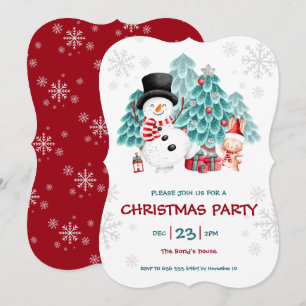 Cute Snowman Kerstparty Uitnodiging