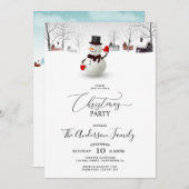 Cute Snowman Kerstparty Uitnodiging (Voorkant / Achterkant)