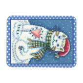 CUTE SNOWMAN KITTEN, SNOWFLAKCAT EN MUIS MAGNEET (Horizontaal)