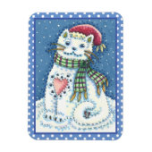 CUTE SNOWMAN KITTEN, SNOWFLAKCAT EN MUIS MAGNEET (Verticaal)