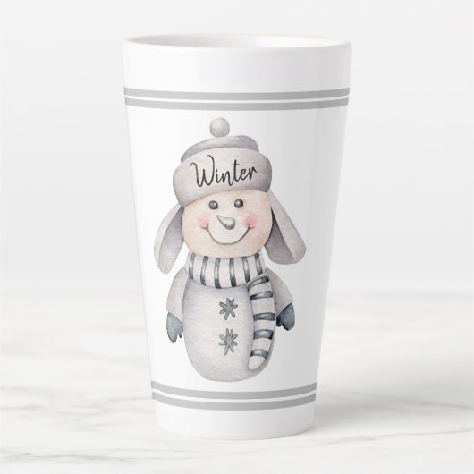 Cute Snowman Latte Mok (Voorkant)