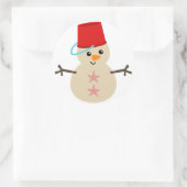 Cute Snowman Made with Pail for Pet Ronde Sticker (Tas)