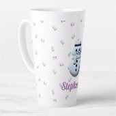 Cute Snowman Marshmallow Personnalisé Latte Mug (Angle gauche)