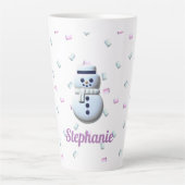Cute Snowman Marshmallow Personnalisé Latte Mug (Devant)