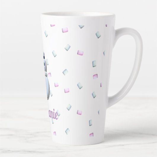 Cute Snowman Marshmallow Personnalisé Latte Mug (Droite)