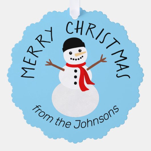 Cute Snowman Merry Christmas Ornament Kaart (Voorkant)