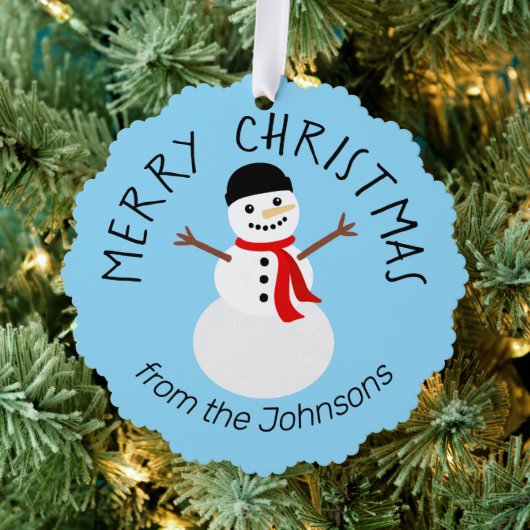 Cute Snowman Merry Christmas Ornament Kaart (Insitu (Drie))