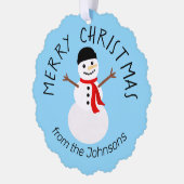 Cute Snowman Merry Christmas Ornament Kaart (Links)