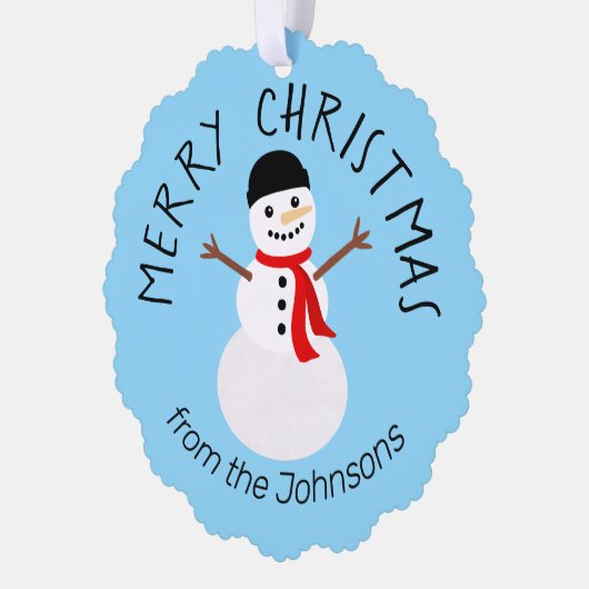 Cute Snowman Merry Christmas Ornament Kaart (Links)