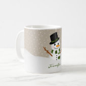Cute Snowman met aangepaste naam Kerstmis Koffiemok (Voorkant links)