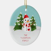Cute Snowman met  naam Kerstmis Keramisch Ornament (Rechts)