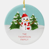 Cute Snowman met  naam Kerstmis Keramisch Ornament (Achterkant)