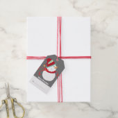Cute Snowman met Pet en kerstmis Cadeaulabel (Met Touw)