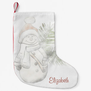 Cute Snowman met Santa Hat - Gepersonaliseerd Kleine Kerstsok