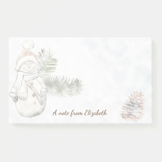 Cute Snowman met Santa Hat - Persoonlijk Post-it® Notes (Voorkant)