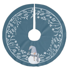 Cute Snowman met Simple White Botanical Design Kerstboom Rok