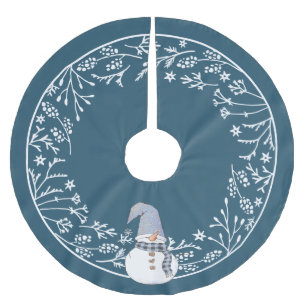 Cute Snowman met Simple White Botanical Design Kerstboom Rok