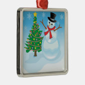 Cute Snowman Metalen Ornament (Rechts)