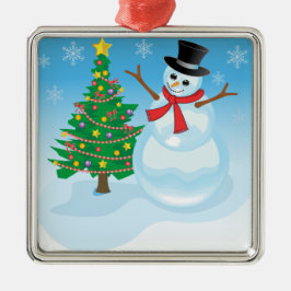Cute Snowman Metalen Ornament