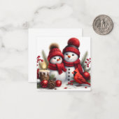 Cute Snowman Notitiekaartje (Voorkant / Achterkant in situ)