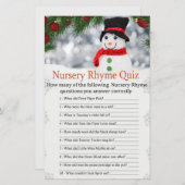 Cute snowman Nursery Rhyme Quiz baby shower game (Voorkant / Achterkant)