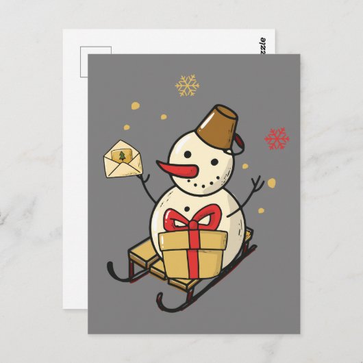 Cute Snowman op een spoor Briefkaart (Voorkant / Achterkant)