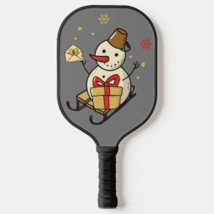 Cute Snowman op een spoor Pickleball Paddle