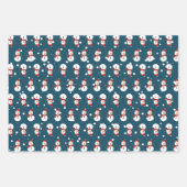 Cute Snowman op roze, blauw en groene achtergrond Inpakpapier Vel (Voorkant 2)